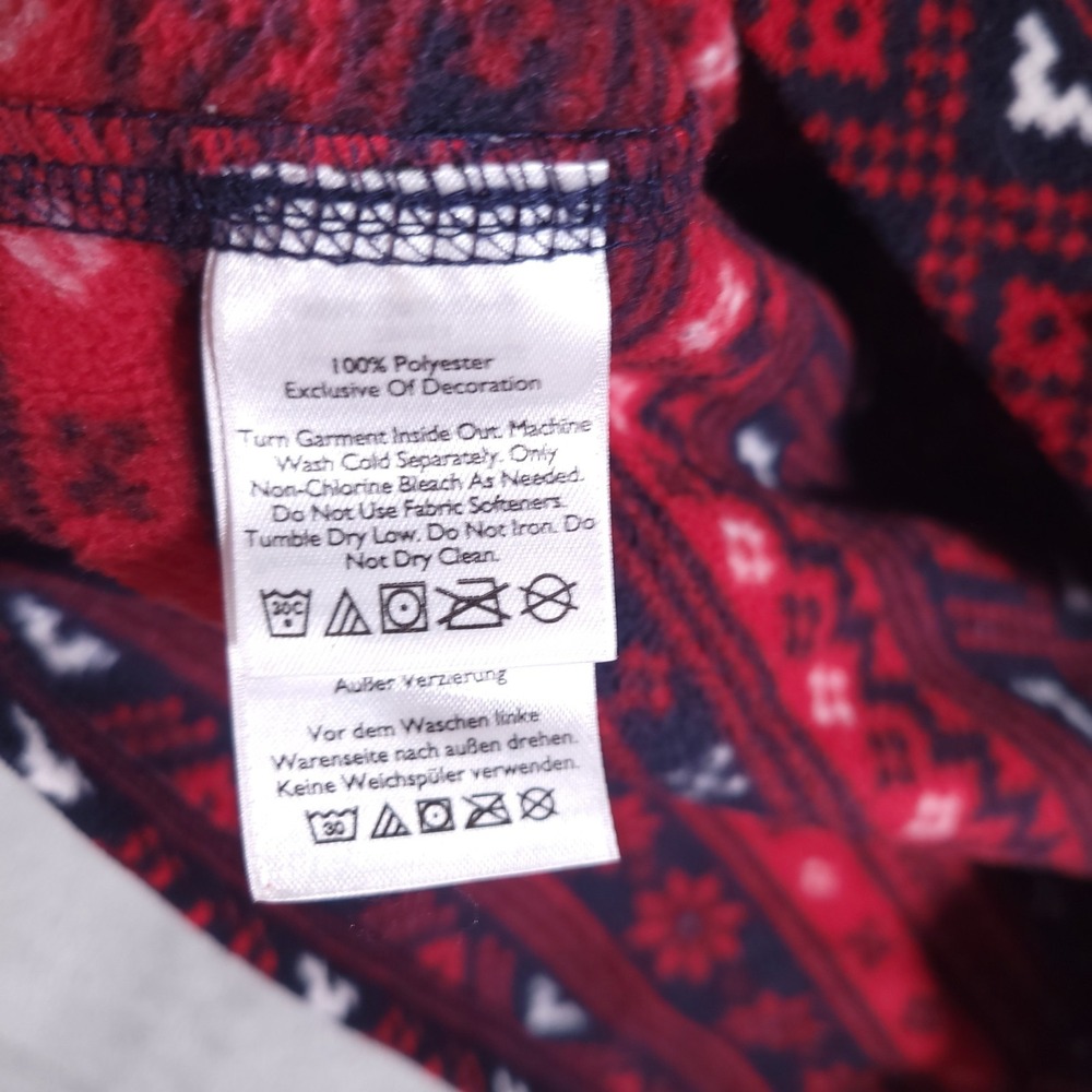 Eddie Bauer Fleece Pullover Womens Large‎ Red Geometric 1/4 Zip Sweater Holiday - Picture 5 of 9
